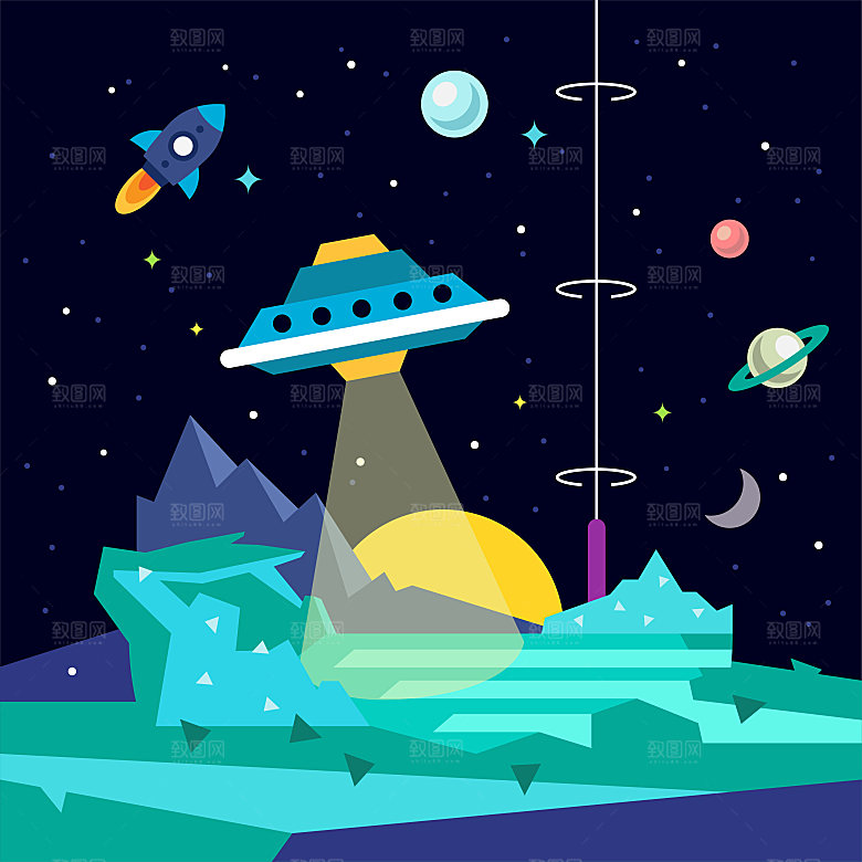 宇宙星空插画设计图