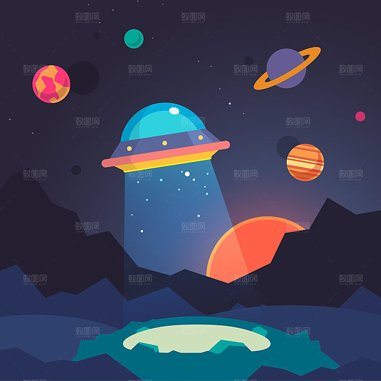 宇宙星空插画设计图