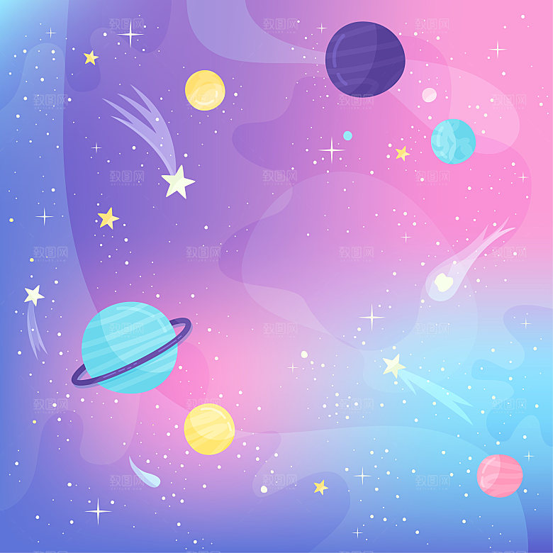 宇宙星空插画设计图