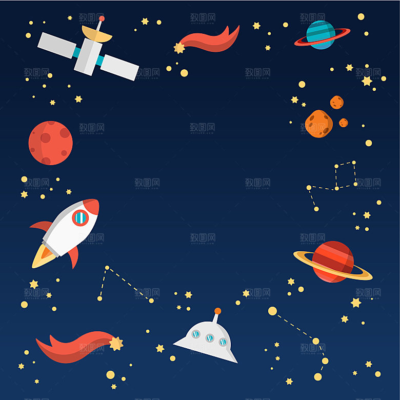 宇宙星空插画设计图