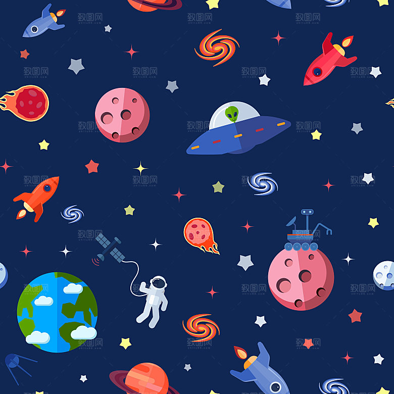 宇宙星空插画设计图