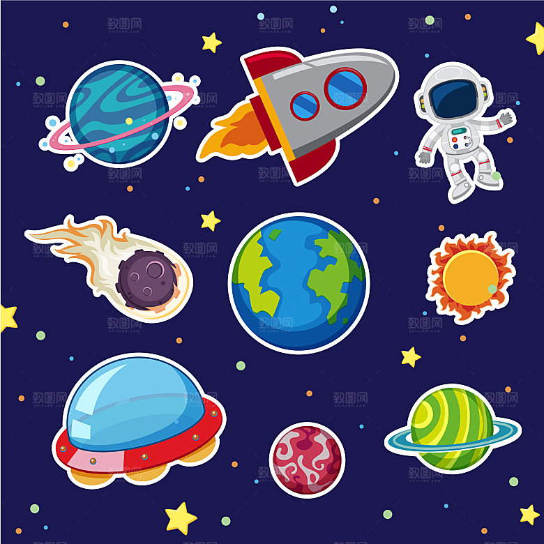 宇宙星空插画设计图