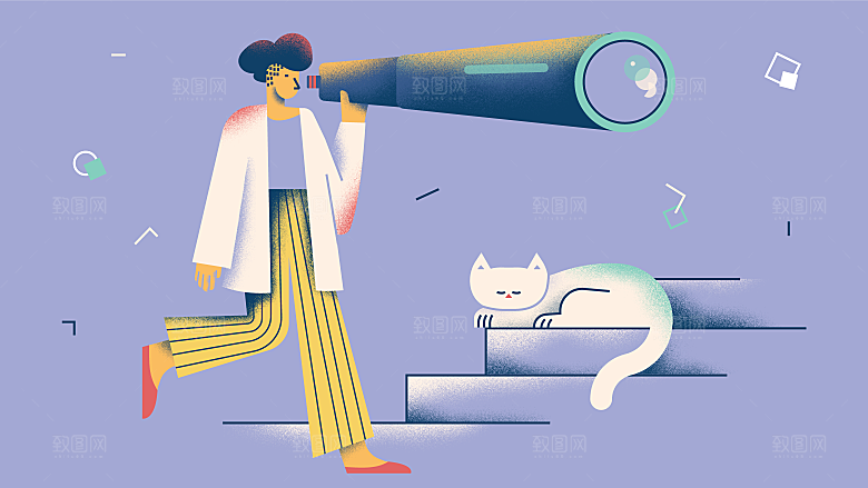 新款扁平风夸张造型人物插画