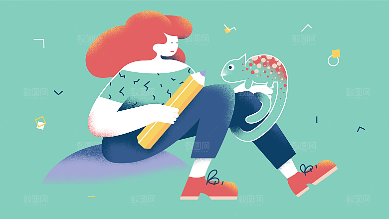 新款扁平风夸张造型人物插画