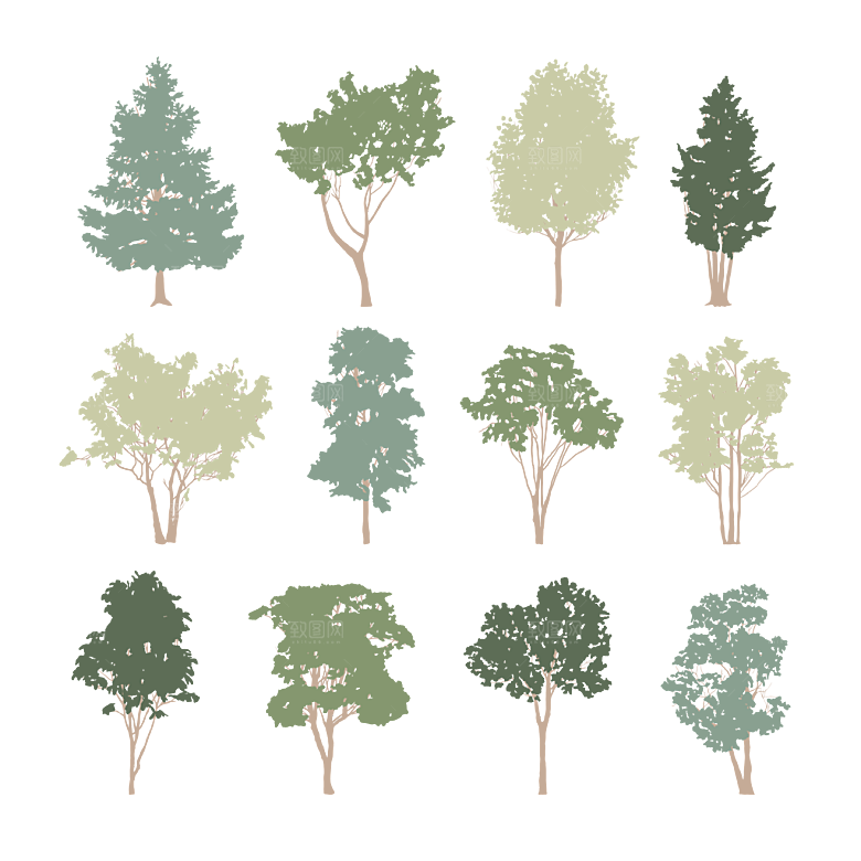 拼贴插画风小清新植物