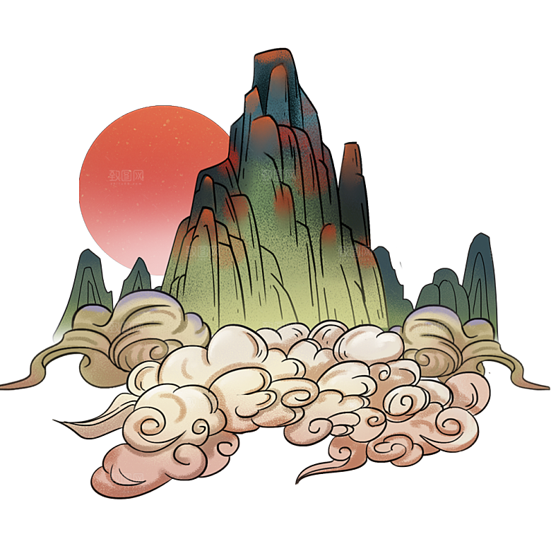国风传统古典中式山水插画