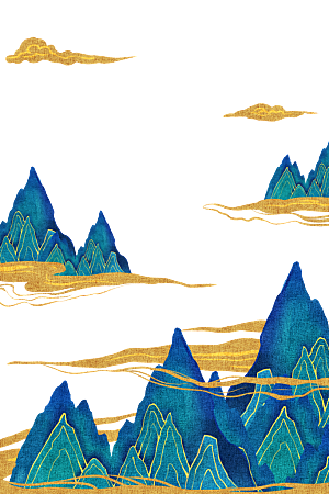 国风传统古典中式山水插画