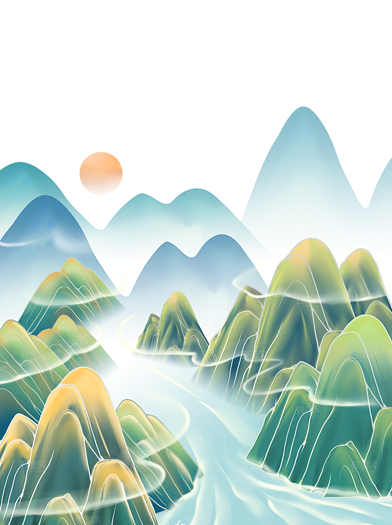 国风传统古典中式山水插画