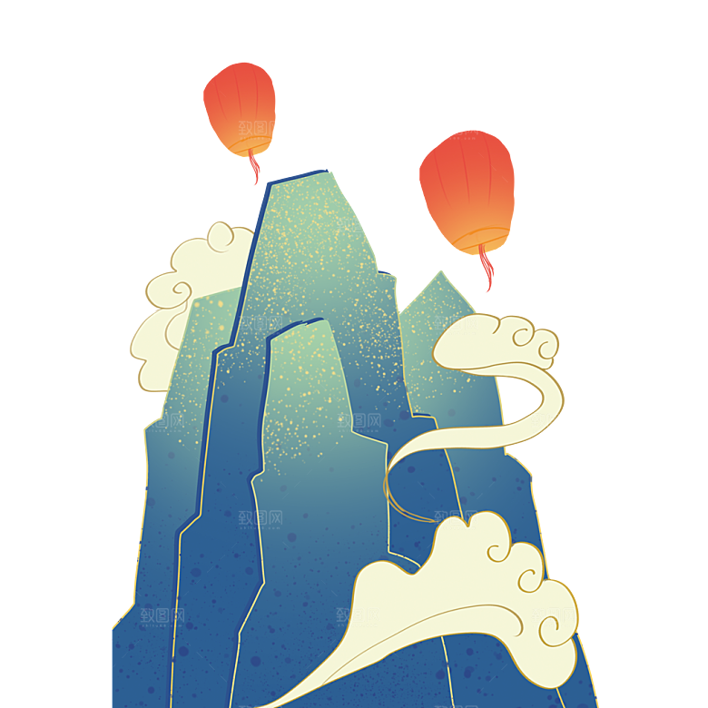 国风传统古典中式山水插画