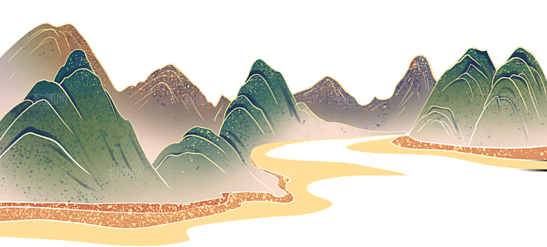 国风传统古典中式山水插画