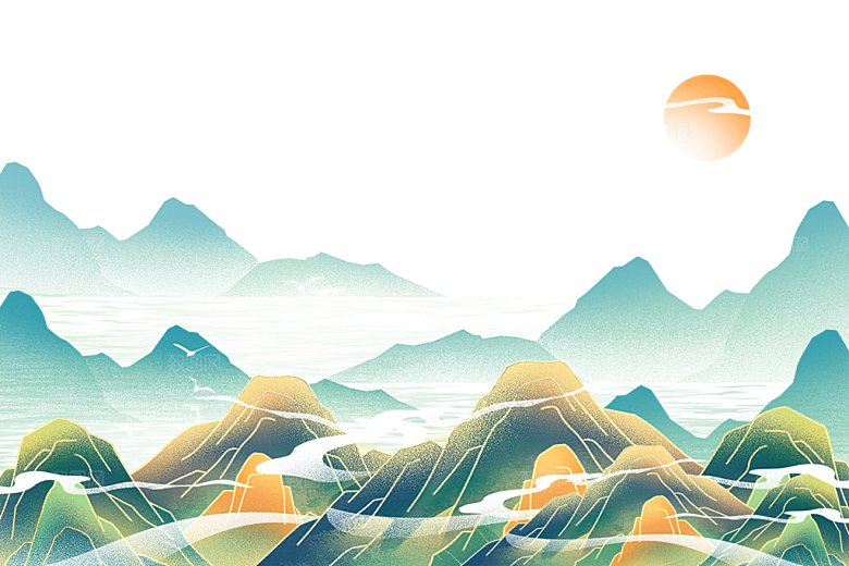 国风传统古典中式山水插画
