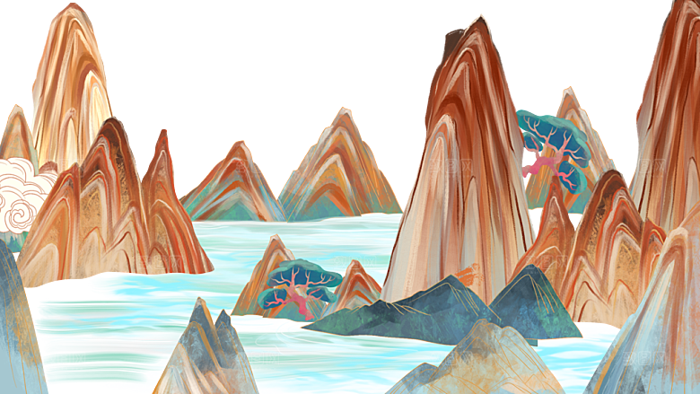 国风传统古典中式山水插画