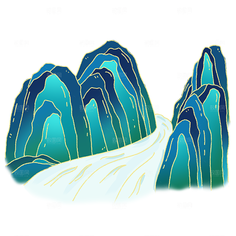 国风传统古典中式山水插画