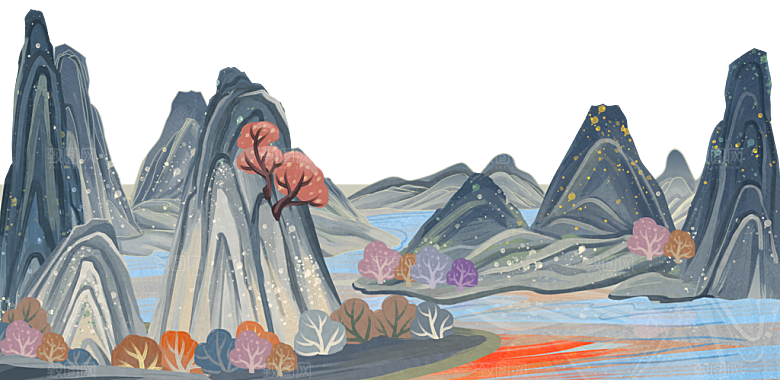 国风传统古典中式山水插画
