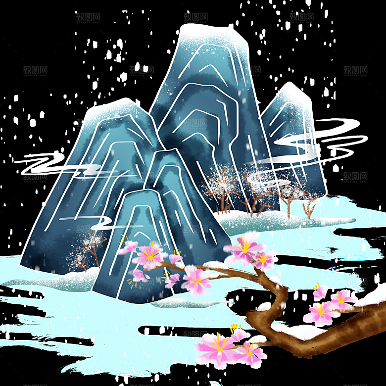 国风传统古典中式山水插画