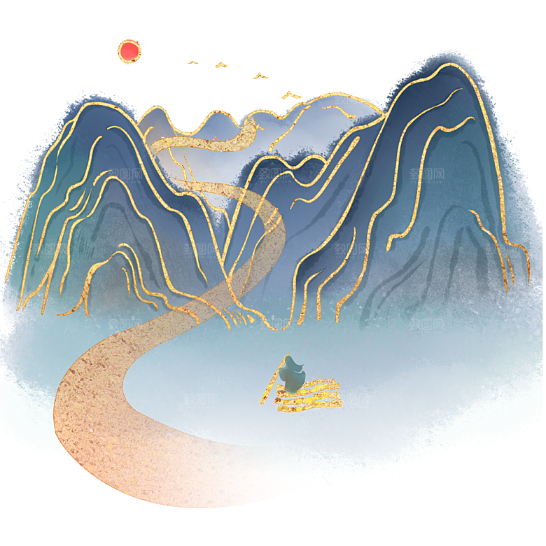 国风传统古典中式山水插画