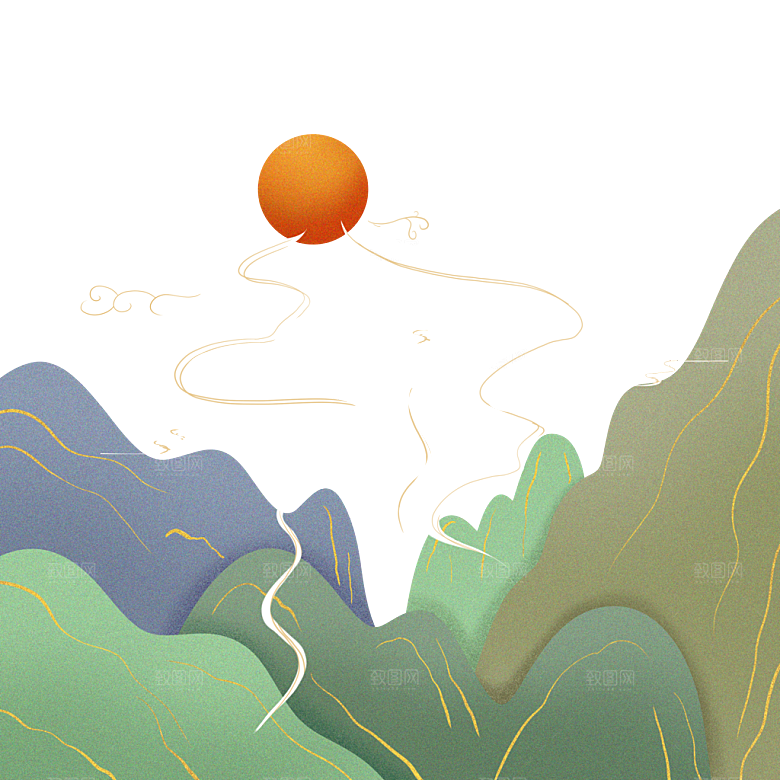 国风传统古典中式山水插画