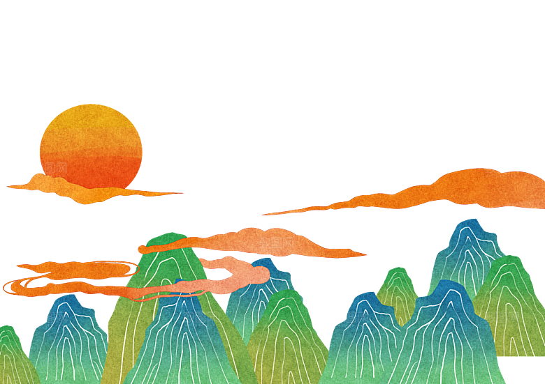 国风传统古典中式山水插画