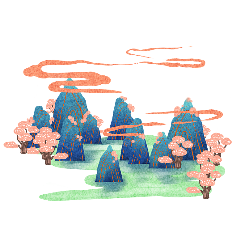 国风传统古典中式山水插画