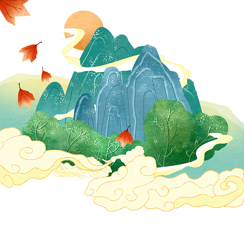国风传统古典中式山水插画