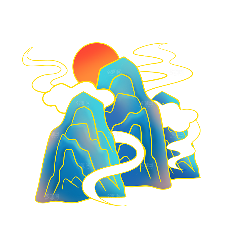 国风传统古典中式山水插画