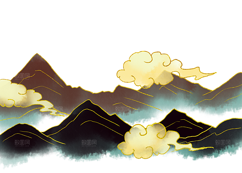 国风传统古典中式山水插画