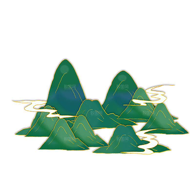 国风传统古典中式山水插画
