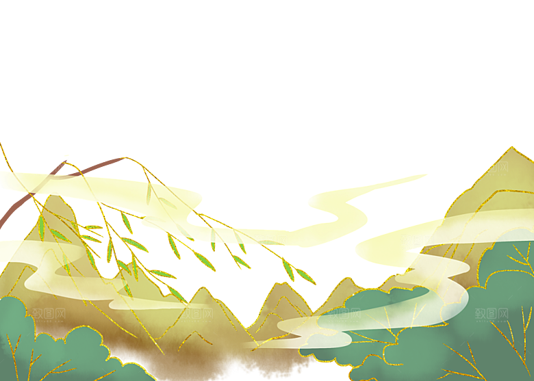 国风传统古典中式山水插画