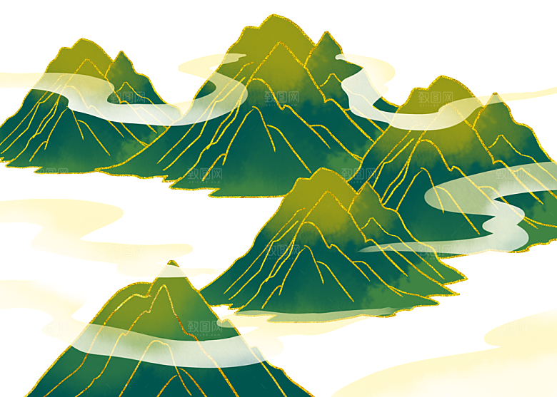 国风传统古典中式山水插画