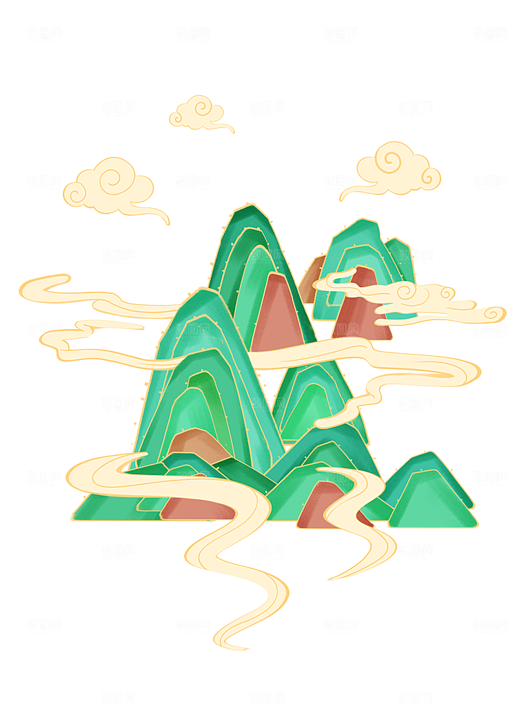 国风传统古典中式山水插画