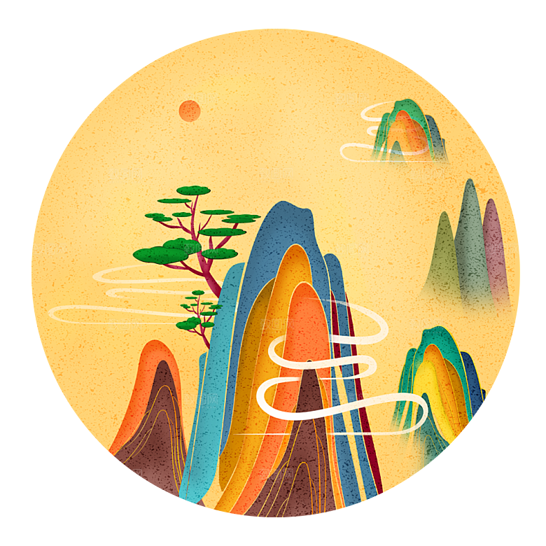 国风传统古典中式山水插画