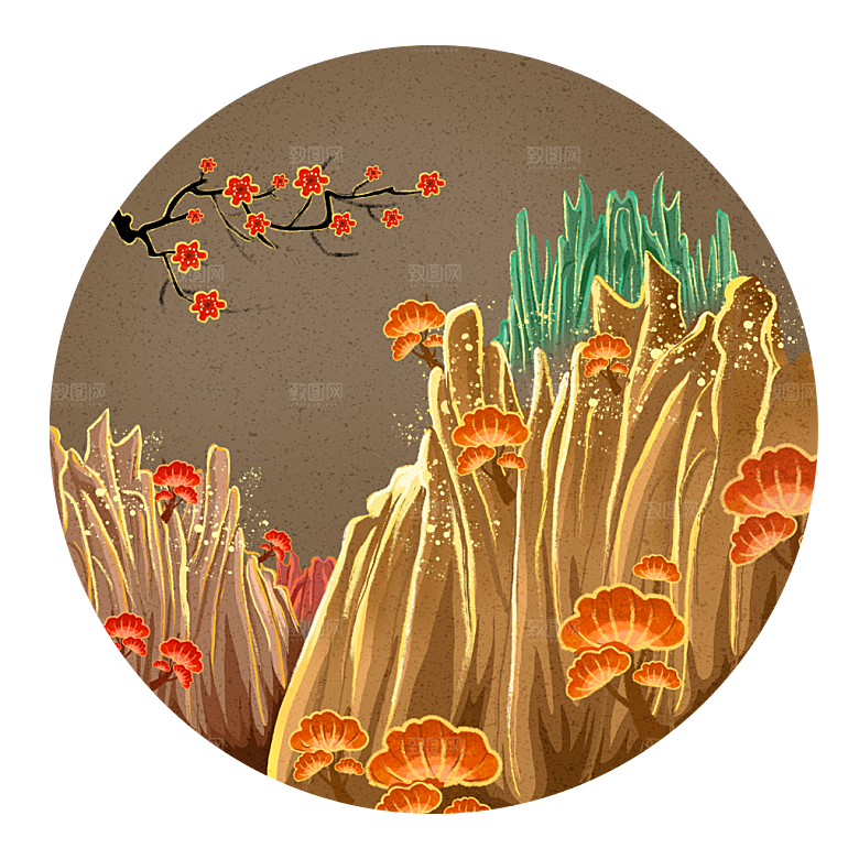 国风传统古典中式山水插画