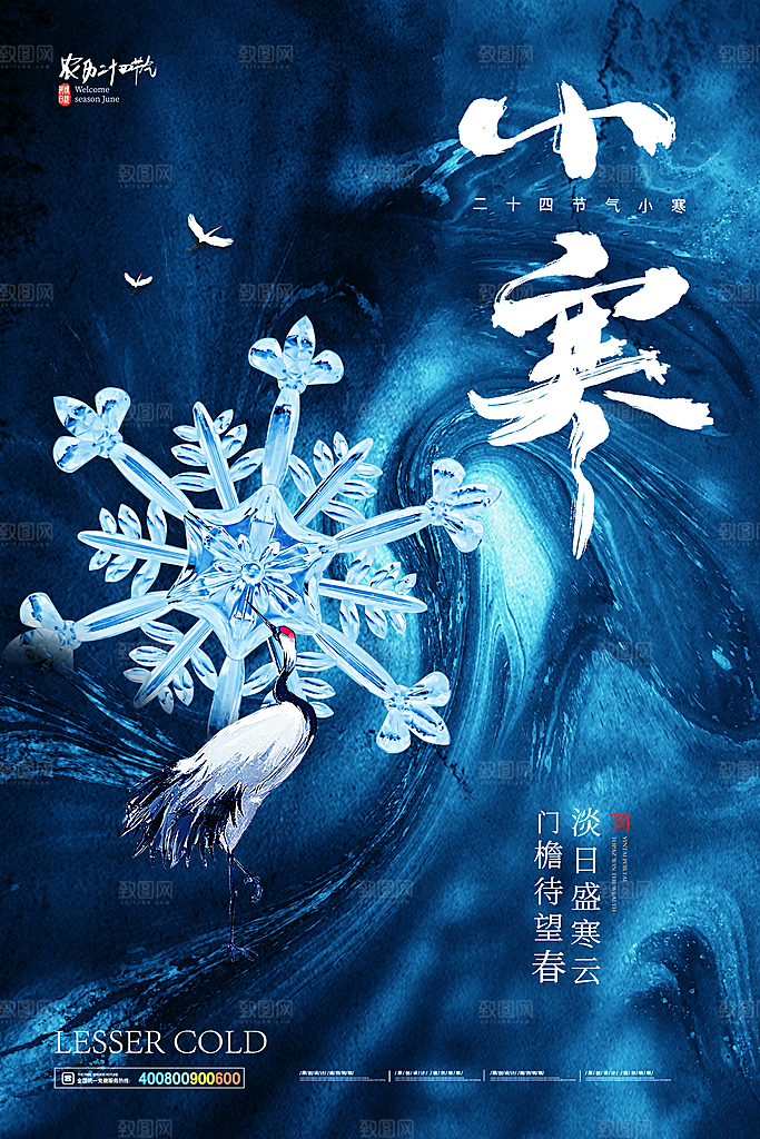 时尚小寒节气宣传海报