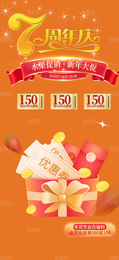 美食促销活动周年庆海报