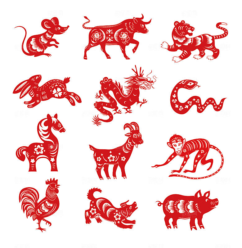 简约卡通可爱插画剪纸素材