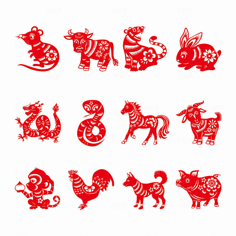简约卡通可爱插画剪纸素材