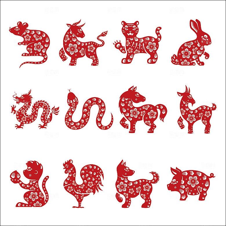 简约卡通可爱插画剪纸素材