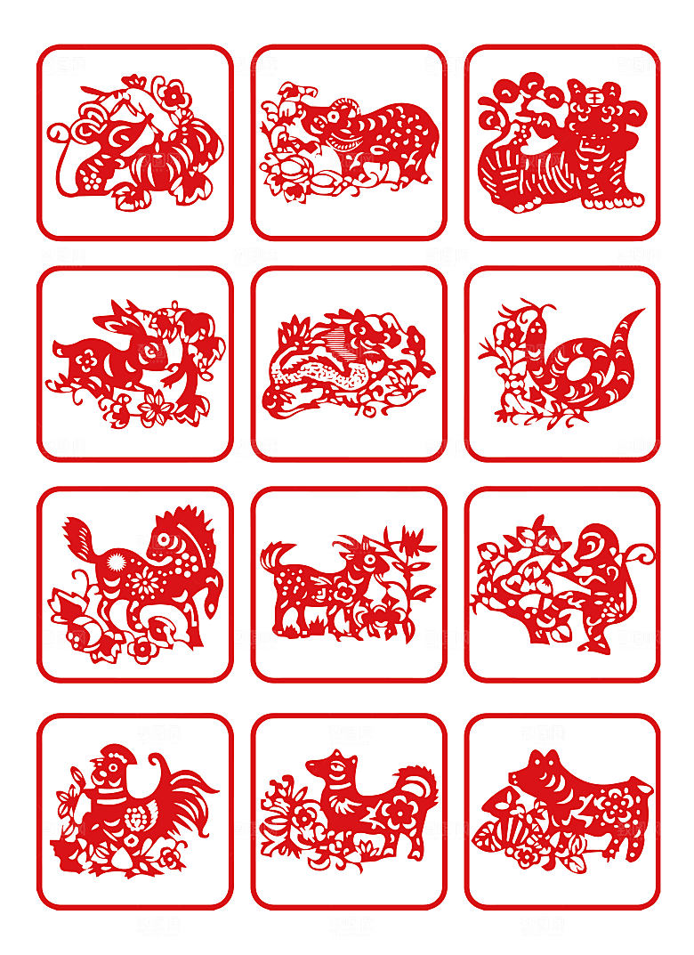 简约卡通可爱插画剪纸素材