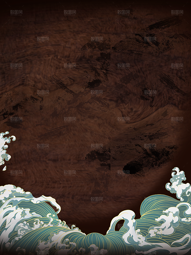 国潮敦煌壁画风日月星河鎏金背景插画