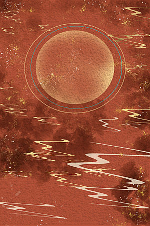 国潮敦煌壁画风日月星河鎏金背景插画