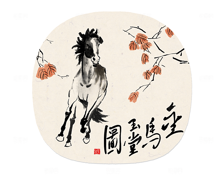 中式山水水墨国风插画海报