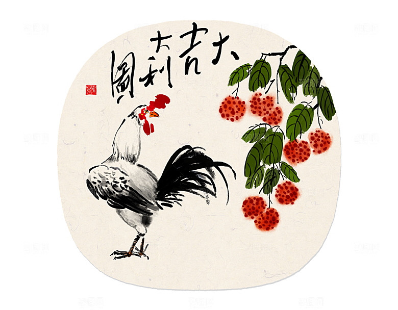 中式山水水墨国风插画海报