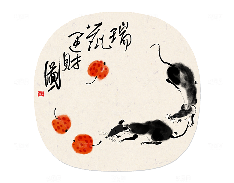 中式山水水墨国风插画海报