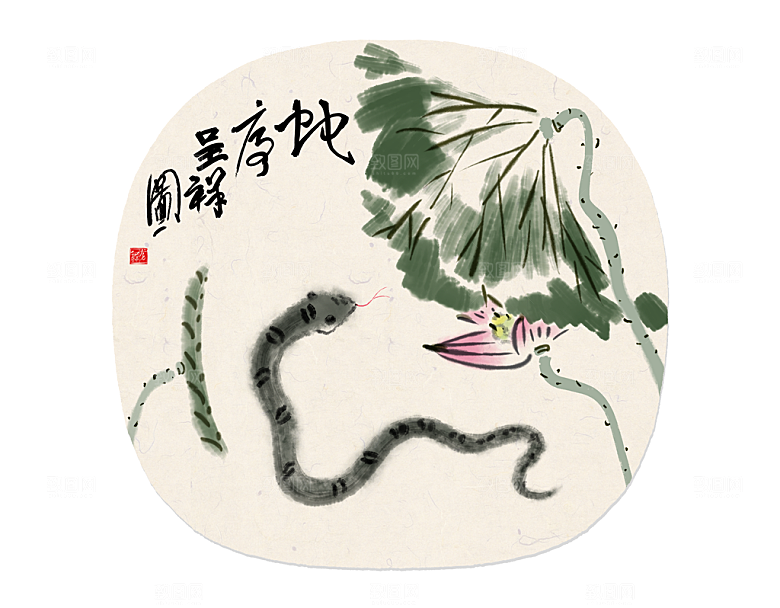 中式山水水墨国风插画海报