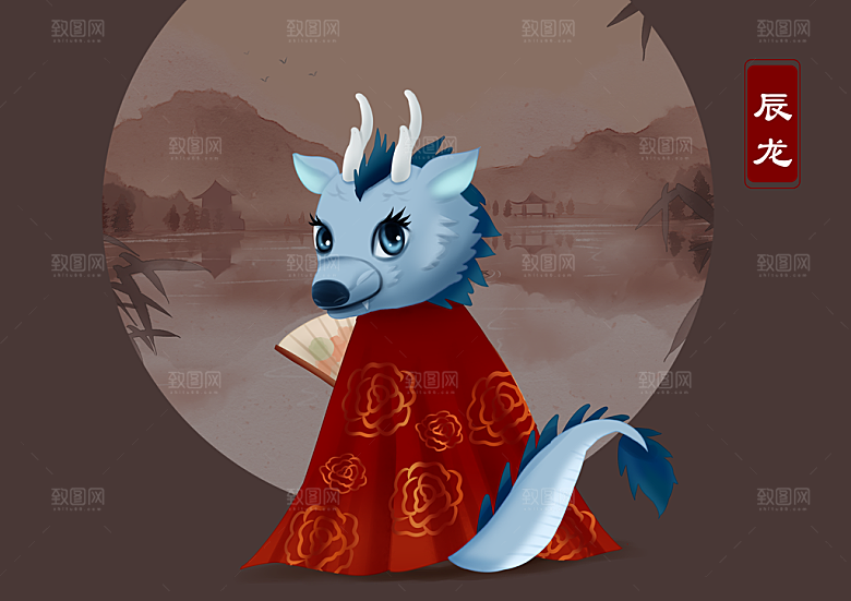 十二生肖简约大气插画海报