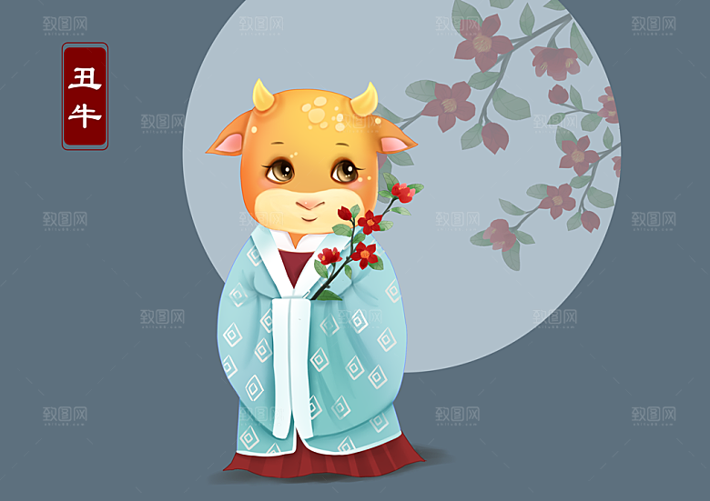 十二生肖简约大气插画海报