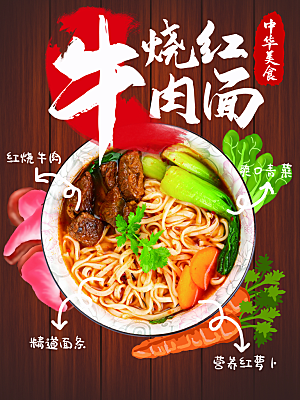 美食面食牛肉拉面海报