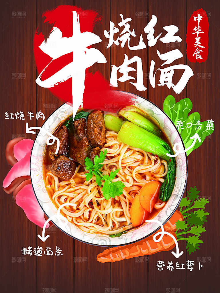美食面食牛肉拉面海报
