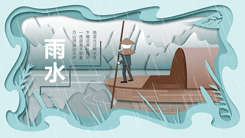 二十四节气中国风春天雨水节气海报