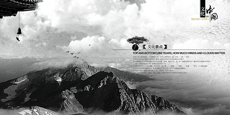 中国古风画册海报